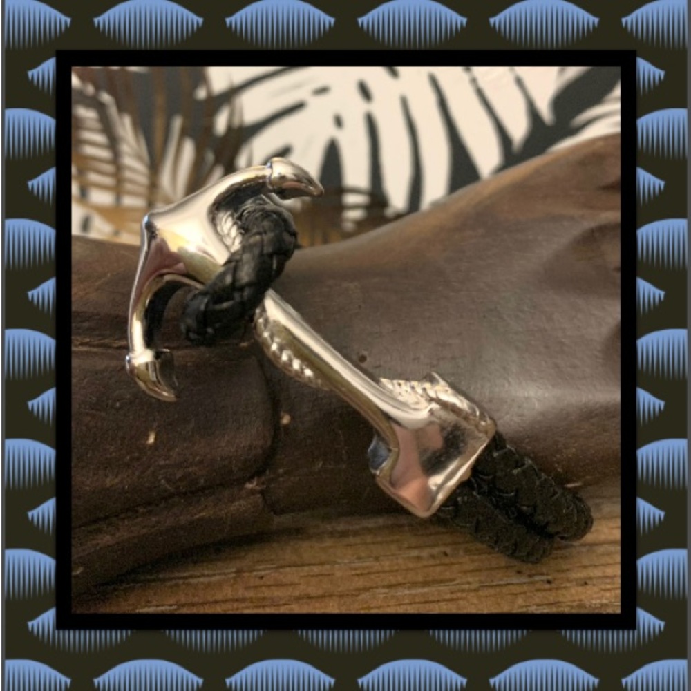 Anchor Bracelet with Leather Band